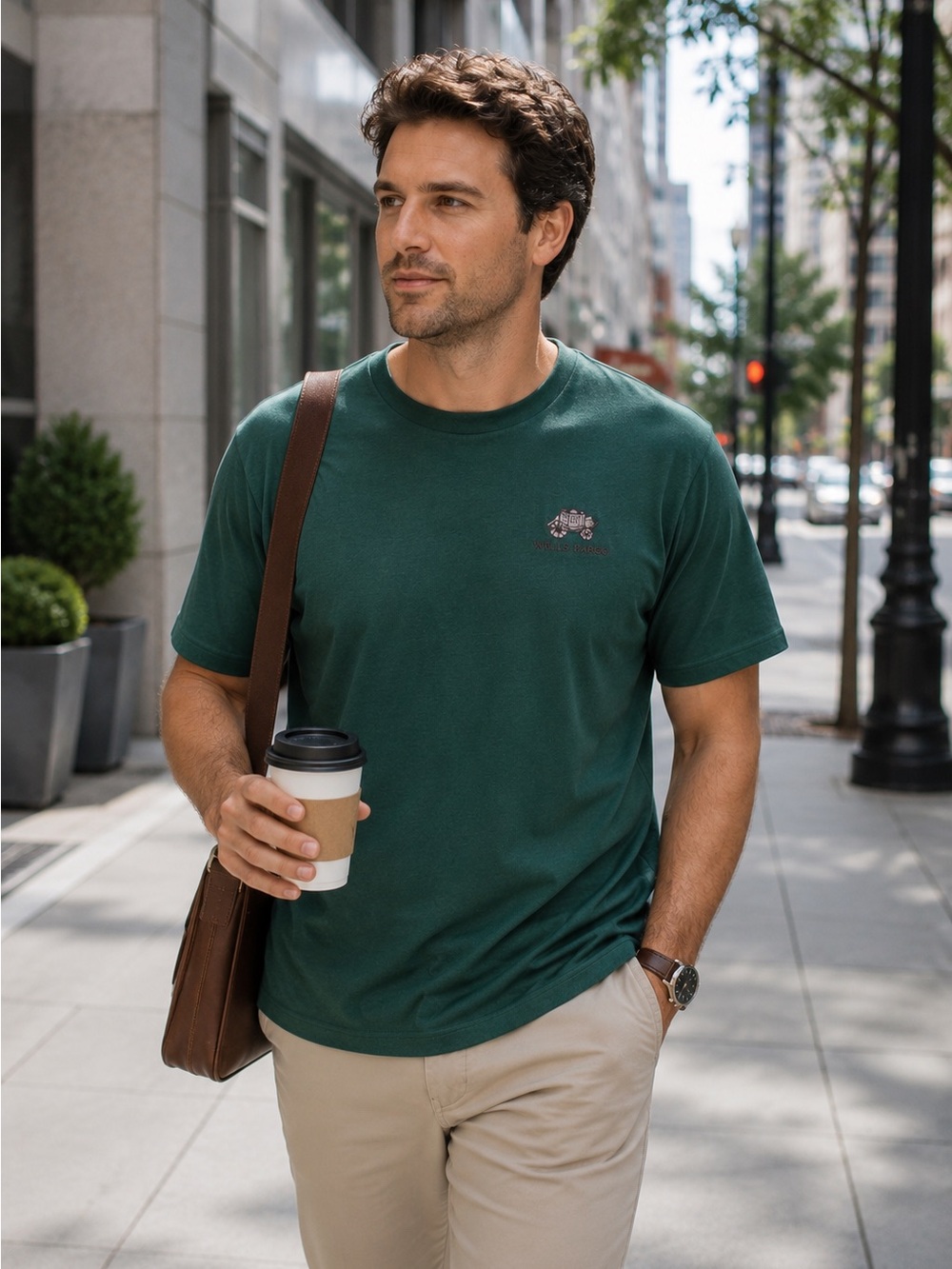 Wells Fargo NWT Forest Green Embroidered Stagecoach T-Shirt XL Port & Company‎